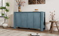 Retro 4 Door Sideboard With Distressed Finish And Adjustable Shelves For Dining Room, Kitchen, And Living Room Navy Navy Mdf,Rubber Wood