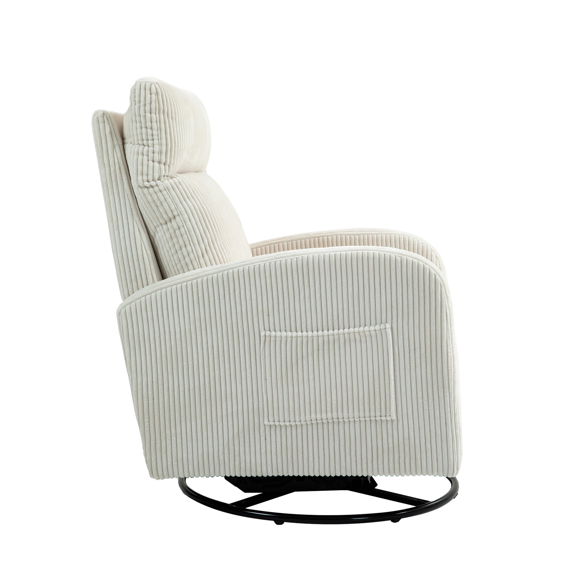 Jiada Upholstered Swivel Glider.Flannel Fabric.Rocking Chair For Nursery In Beige.Modern Style One Left Bag Beige Primary Living Space Foam Fabric Metal