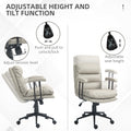 Homcom Pu Leather Office Chair, Office Desk Chair, Task Computer Chair With Swivel Wheels, Adjustable Height, Double Tier Padded, Light Gray Light Gray Faux Leather
