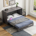 Queen Size Murphy Bed With Built In Charging Station, Antique Grey Box Spring Not Required Queen Antique Gray Wood Pine Wood