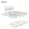 Queen Size Wooden Storage Platform Bed, With 2 Big Drawers, T Size Trundle, White Queen White Plywood