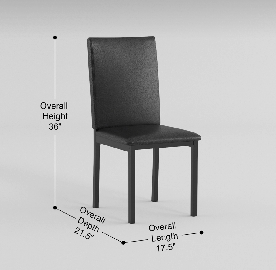 Set Of 4 Dining Chairs Black Faux Leather Upholstery Casual Dining Room Furniture Metal Frame Black Dining Room Side Chair Metal