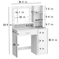 Vanity Desk With Mirror & Light, Large Drawer Three Level Storage Dresser, 3 Lighting Modes Adjustable Brightness, Bedroom Dressing Table White White Particle Board