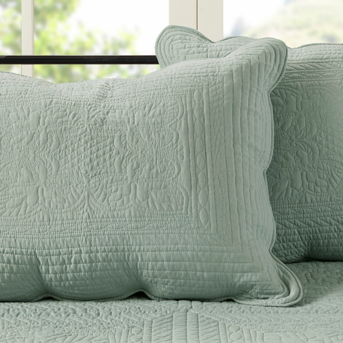 6 Piece Reversible Soped Edge Daybed Cover Set Seafoam Daybed Seafoam Microfiber