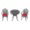 Cushions In Random Colors 3 Piece Set Of Cast Aluminum Patio Furniture With Cushions Yes Dining Set Black Seats 2 Rust Resistant Frame Water Resistant Cushion Garden & Outdoor Complete Patio Sets Aluminium