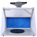 Portable Airbrush Spray Booth With 3 Led Lights, Extra Replaceable Extra Filter Pad, Turn Table And 6Ft Exhaust Extension Hose For Hobby, Painting, Art Craft Gray Plastic
