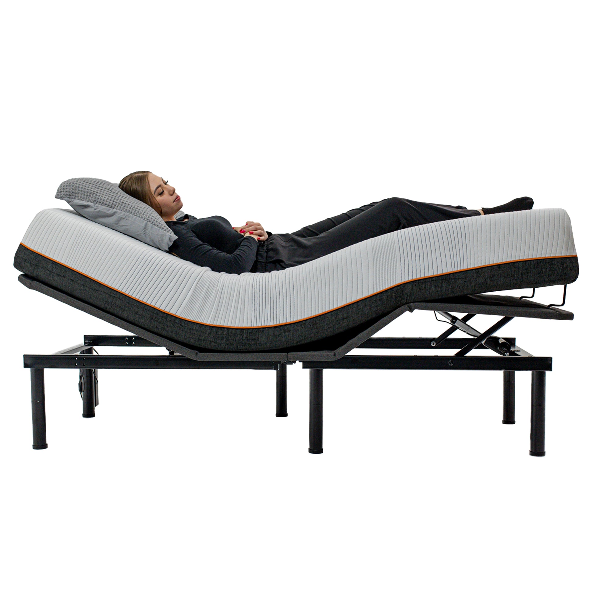 Twin Xl Size Quick Assembly Adjustable Bed Frame With Voice Activated Controls Black Metal Metal