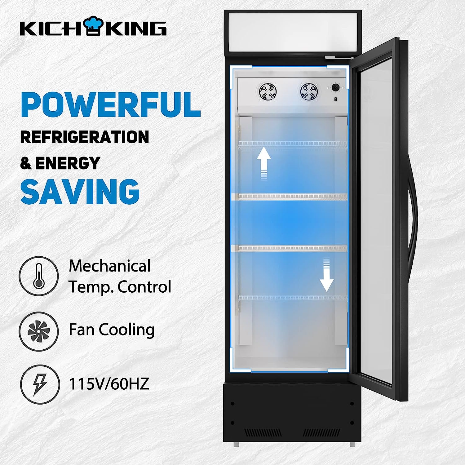 Refrigeration Glass 1 Door Upright Display Beverage Cooler Merchandiser With Led Lighting, 16.5 Cubic Ft., Etl Approved, Black Black Steel