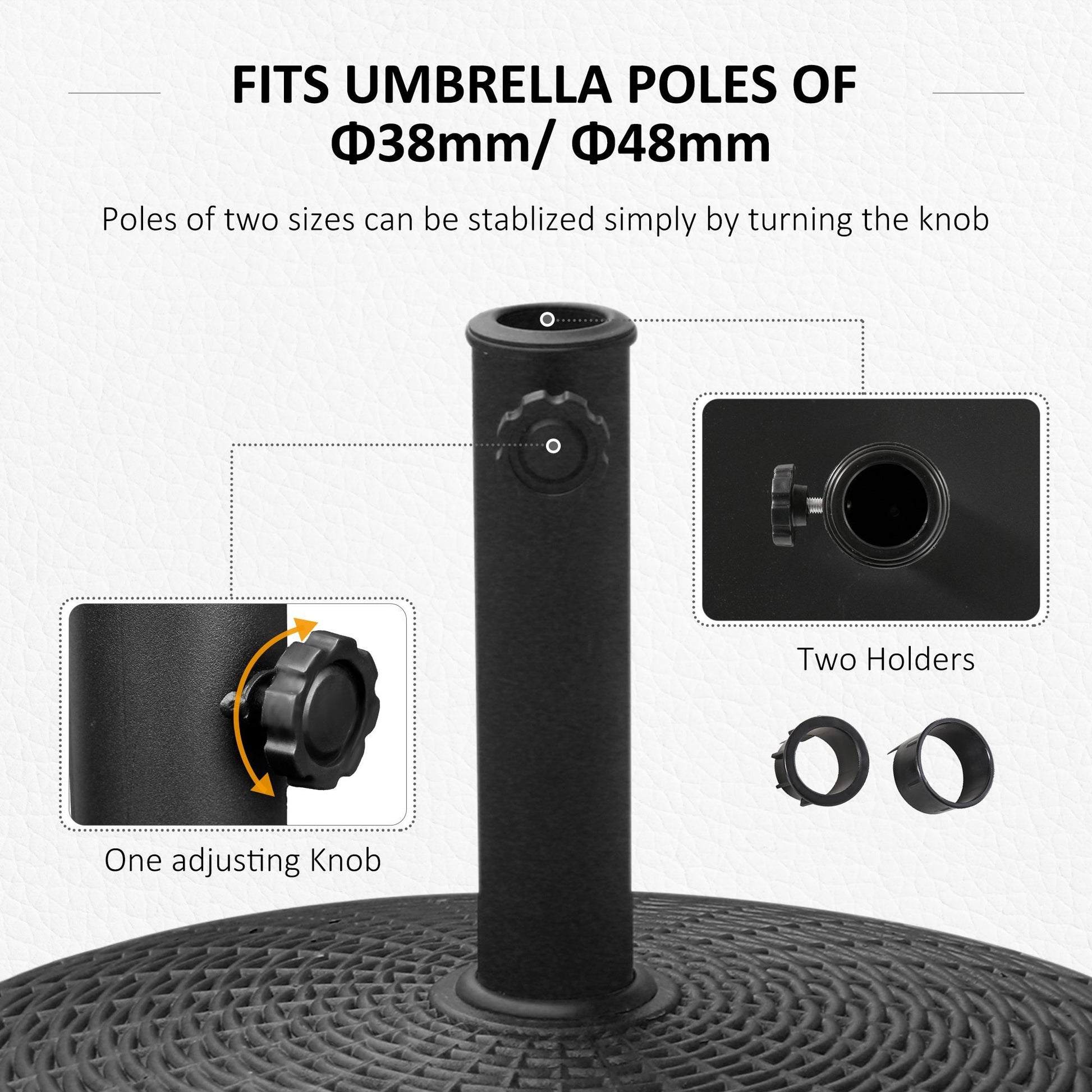 Outsunny 50 Lbs. Umbrella Base, 20.5", Round Heavy Duty Umbrella Stand With Wheels For 1.5" Or 2" Umbrella Poles, Patio Market Stand For Outdoor, Lawn, Deck, Poolside, Black Black Resin