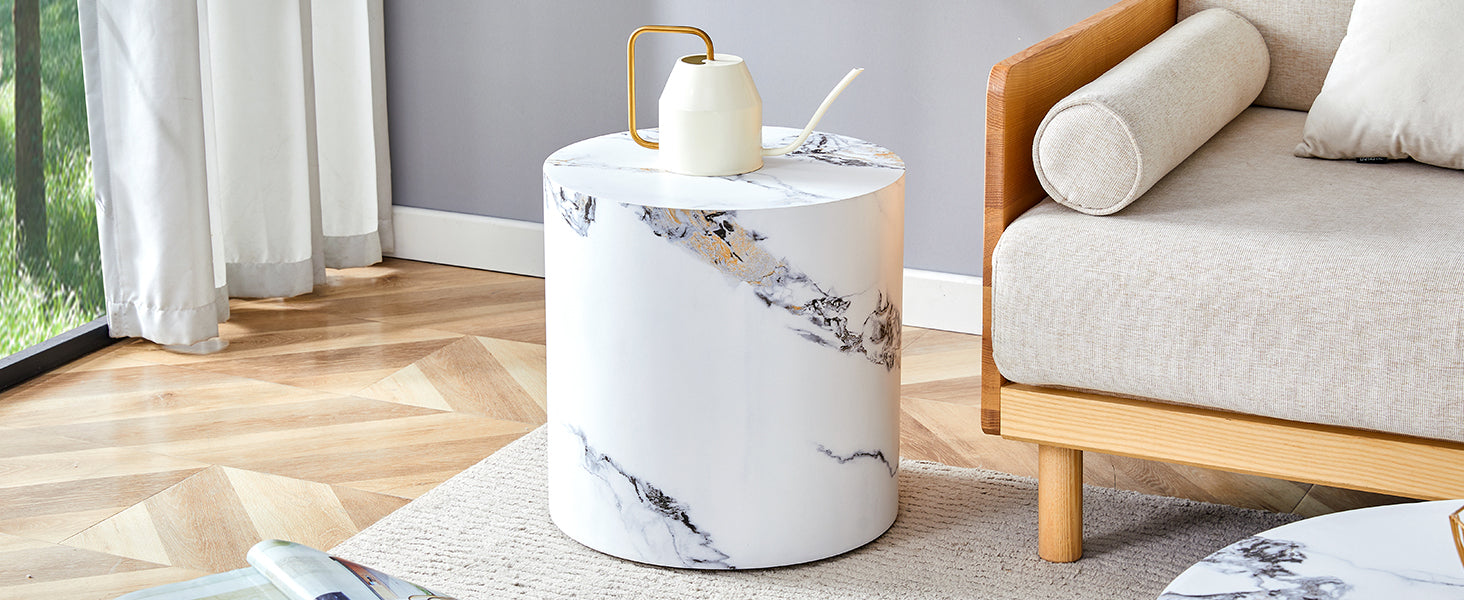 The Cylindrical Table With Its Patterned Design Can Be Easily Integrated Into A Variety Of Interior Styles, From Coffee Tables To Small Dining Tables, Workbenches Or Makeshift Writing Desks. White Mdf