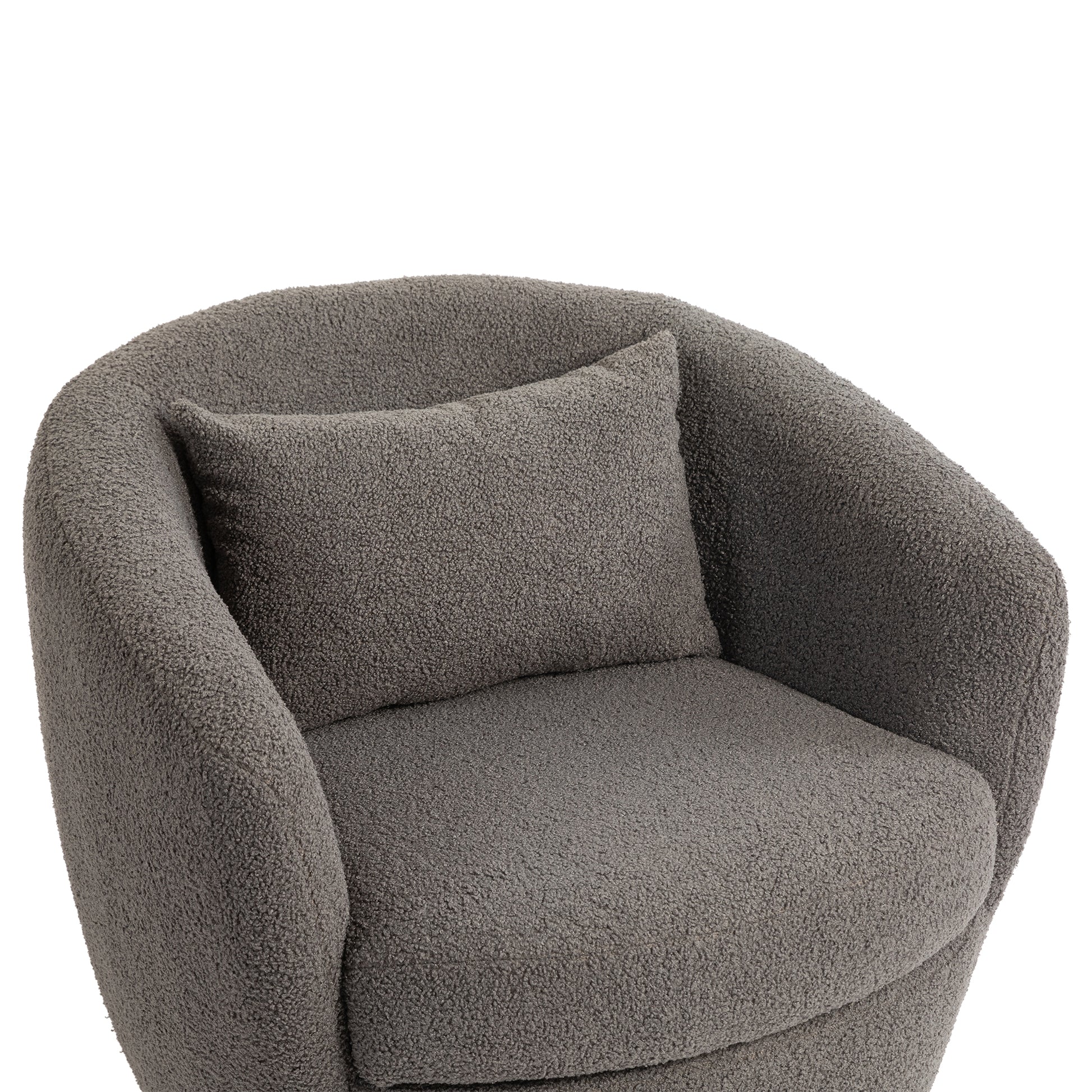 Upholstered Swivel Barrel Armchair With Storage Modern Living Room Side Chair For Bedroom Office Reading Spaces Teddy Fabric Grey Grey Foam Upholstered