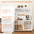 Kitchen Pantry Cabinet, Tall Storage Cabinet With Glass Doors & Adjustable Shelves, Cabinet Cupboard For Kitchen, Living Room, Dinning Room, White White Kitchen Modern Glass Doors Steel