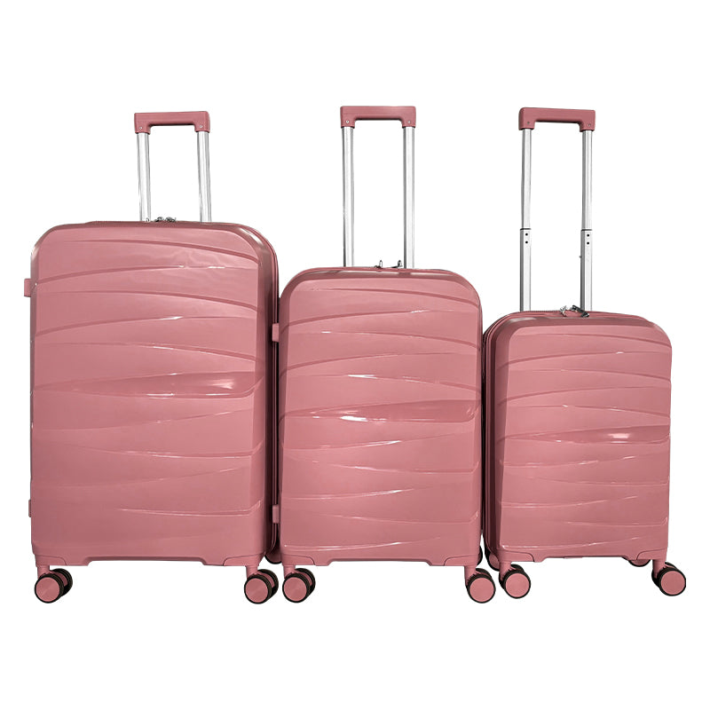 Hardside Luggage Sets 3 Pieces, Expandable Luggages Spinner Suitcase With Tsa Lock Lightweight Carry On Luggage 20Inch 24Inch 28Inch Rose Gold Polypropylene