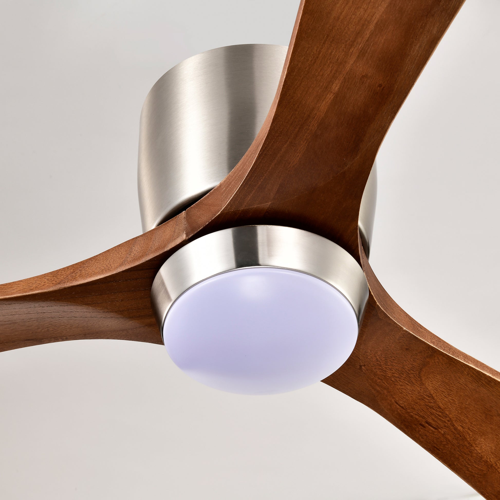 52" Ceiling Fan With Lights Remote Control,Quiet Dc Motor 3 Wood Blade Ceiling Fans 6 Speed Levels,Reversible Ceiling Fan, For Patio Living Room, Bedroom, Office,Indoor. Stain Nickel Walnut Nickel