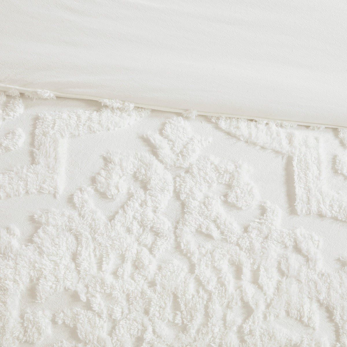 3 Piece Tufted Cotton Chenille Da Comforter Set Off White King Cal King King Off White Cotton