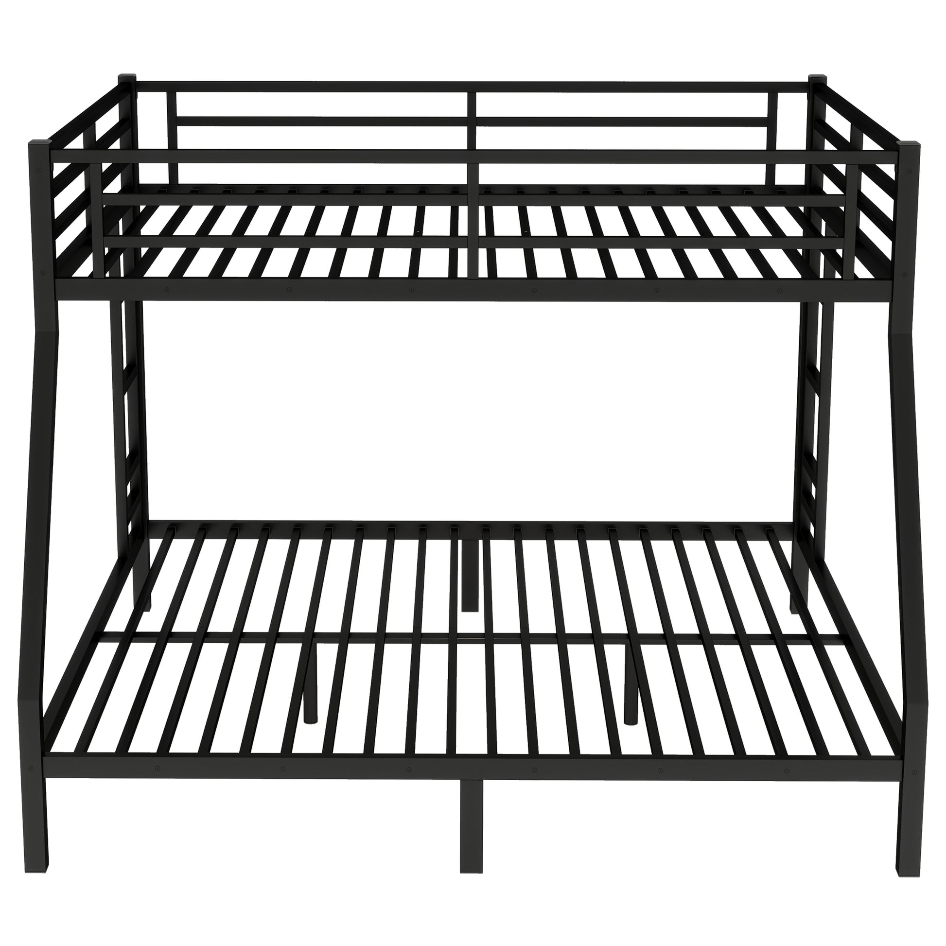 Metal Queen Over King Bunk Bed For Teens And Adults,Space Saving Noise Reduced No Box Spring Needed, Black Black Metal