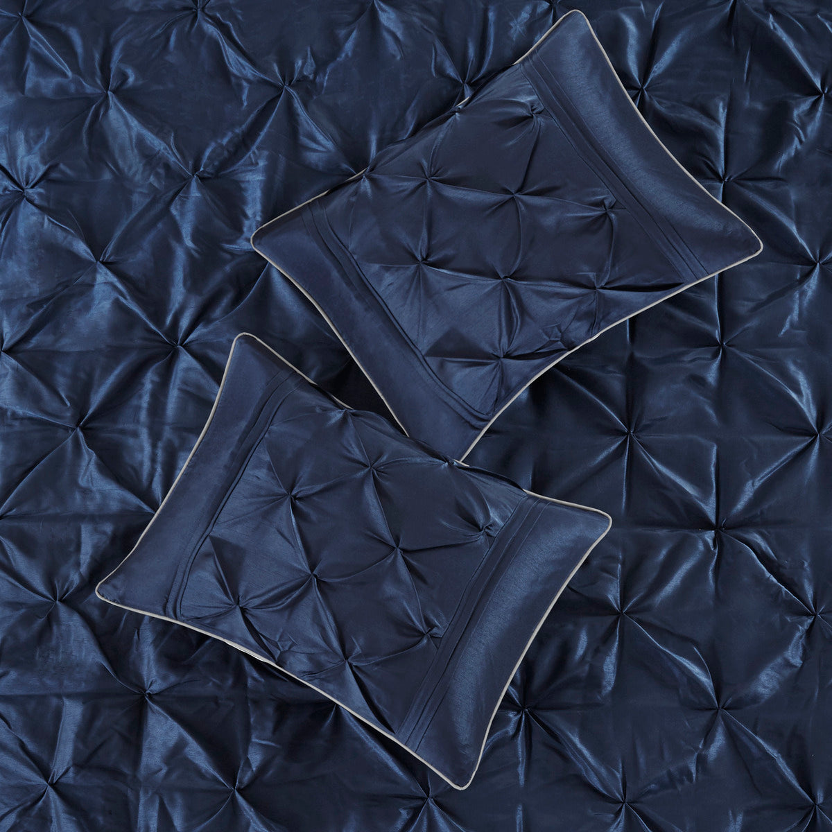 7 Piece Tufted Comforter Set Navy Queen Queen Navy Polyester