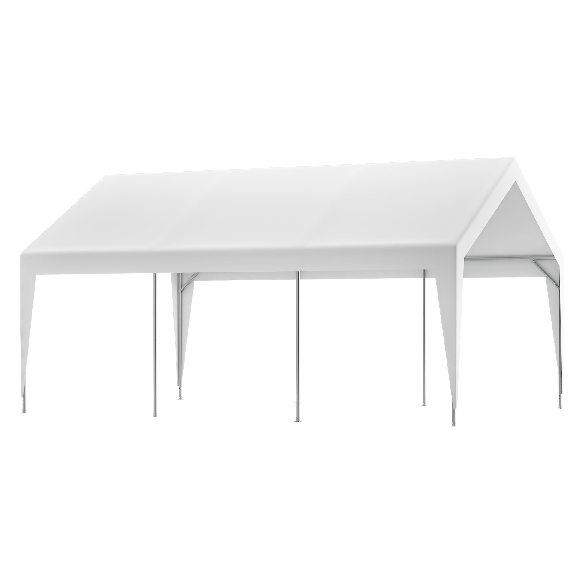 13X20 Heavy Duty Steel Carport Storage Canopy Garage Tent W Removable Sidewalls White Metal