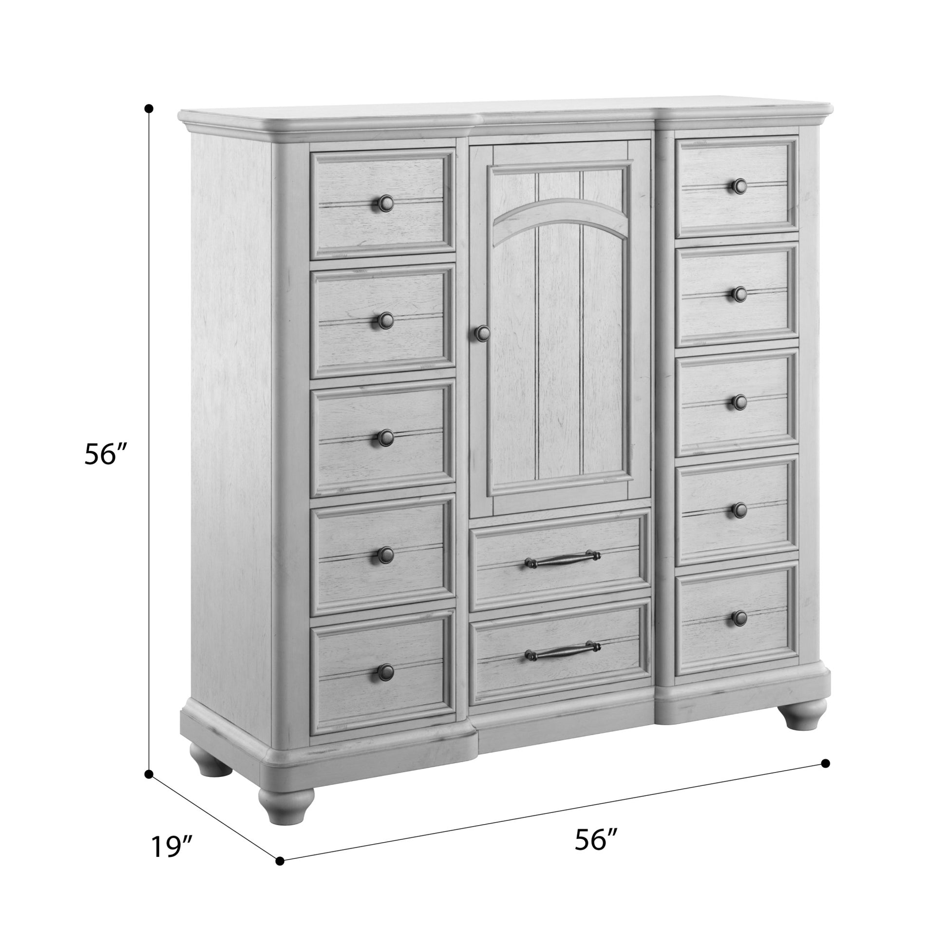 Mariano Gray 12 Drawer Master Chest With Cabinet Gray Solid Wood
