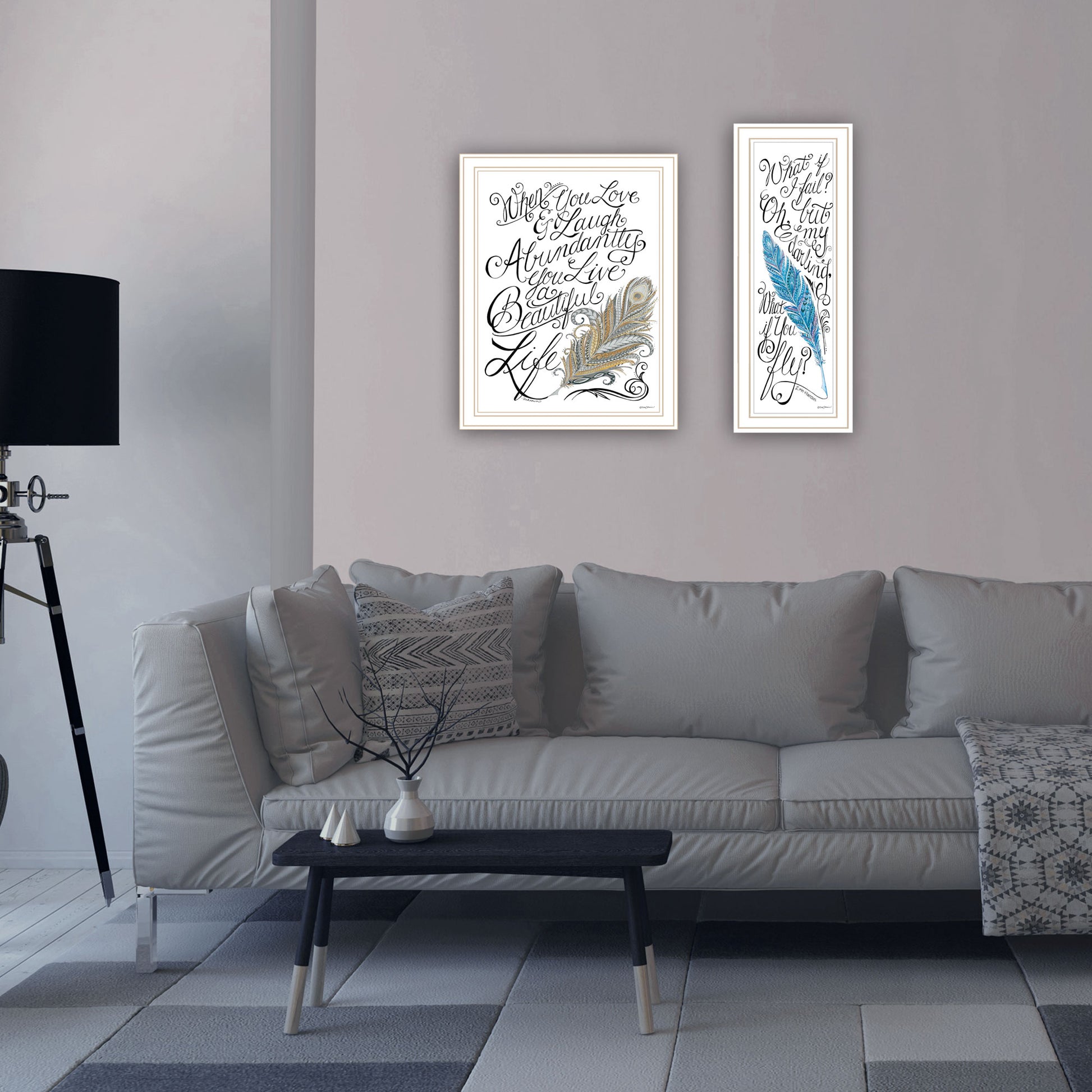 2 Piece Vignette What If I Fail White Framed Wall Art For Living Room, Bedroom Wall Art Print For Home Decor By Deb Strain Multicolor Wood Paper