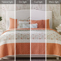6 Piece Cotton Percale Quilt Set With Throw Pillows Coral King Cal King King Coral Polyester