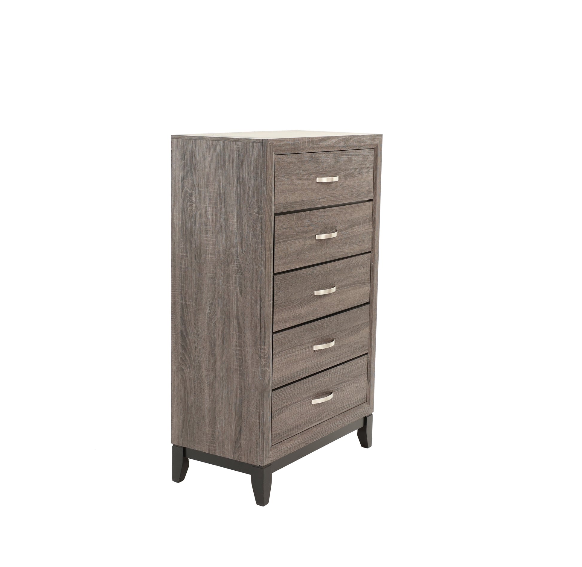 Bedroom Furniture Rustic Grey Oak Simple 1Pc Tall Chest 5 Drawers Storage Solidwood Chest Gray Bedroom Modern,Transitional Pine Particle Board Mdf,Solid Wood