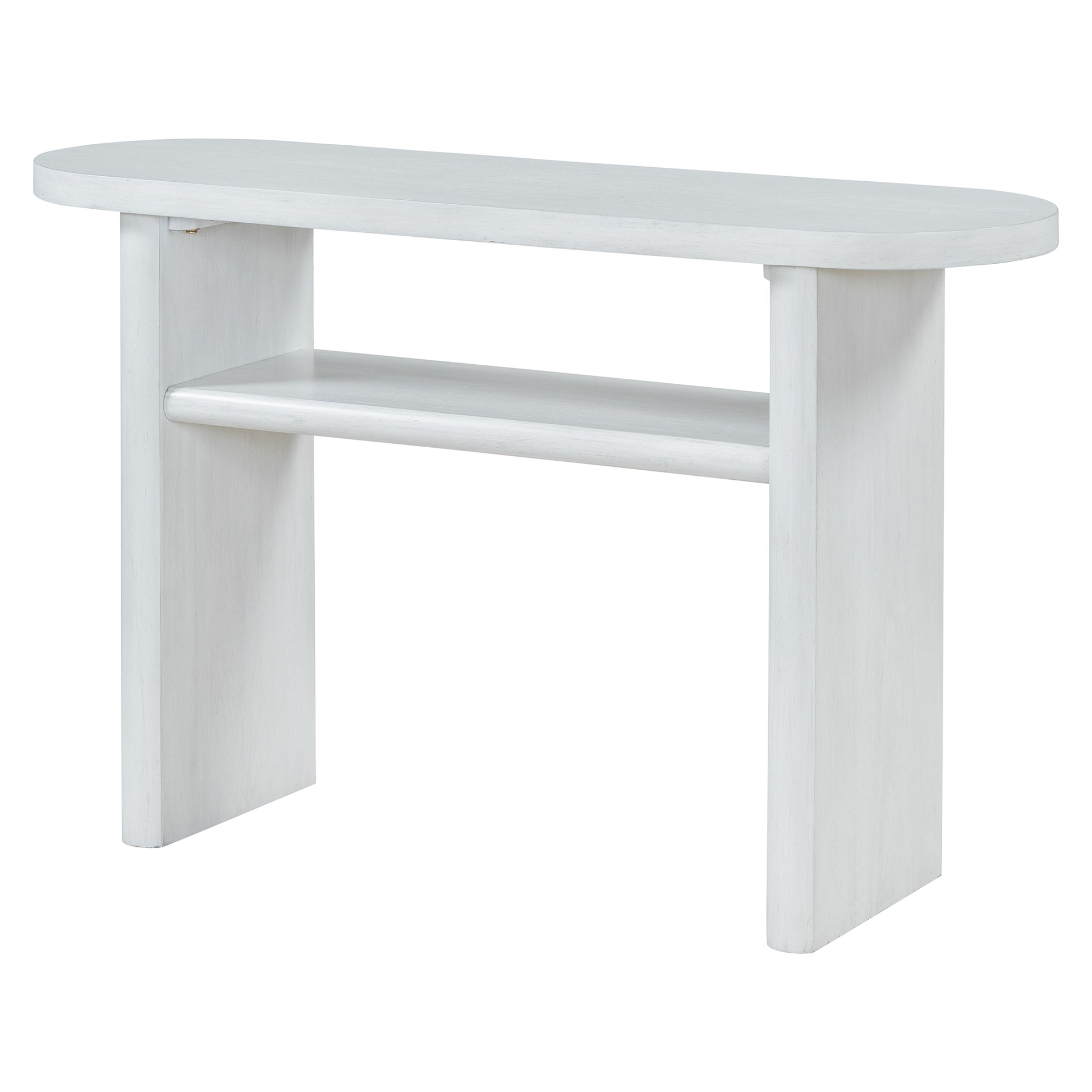 Elegant Minimalist Console Table With Rounded Edges And Sturdy Shelf Design For Entryway, Living Room Antique White Antique White Solid Wood Mdf