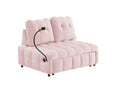 Modern Sofa Velvet Pull Out Bed,Independently Removable Backrest, Have Usb Port And Swivel Phone Stand ,Pink Pink Wood Velvet 2 Seat