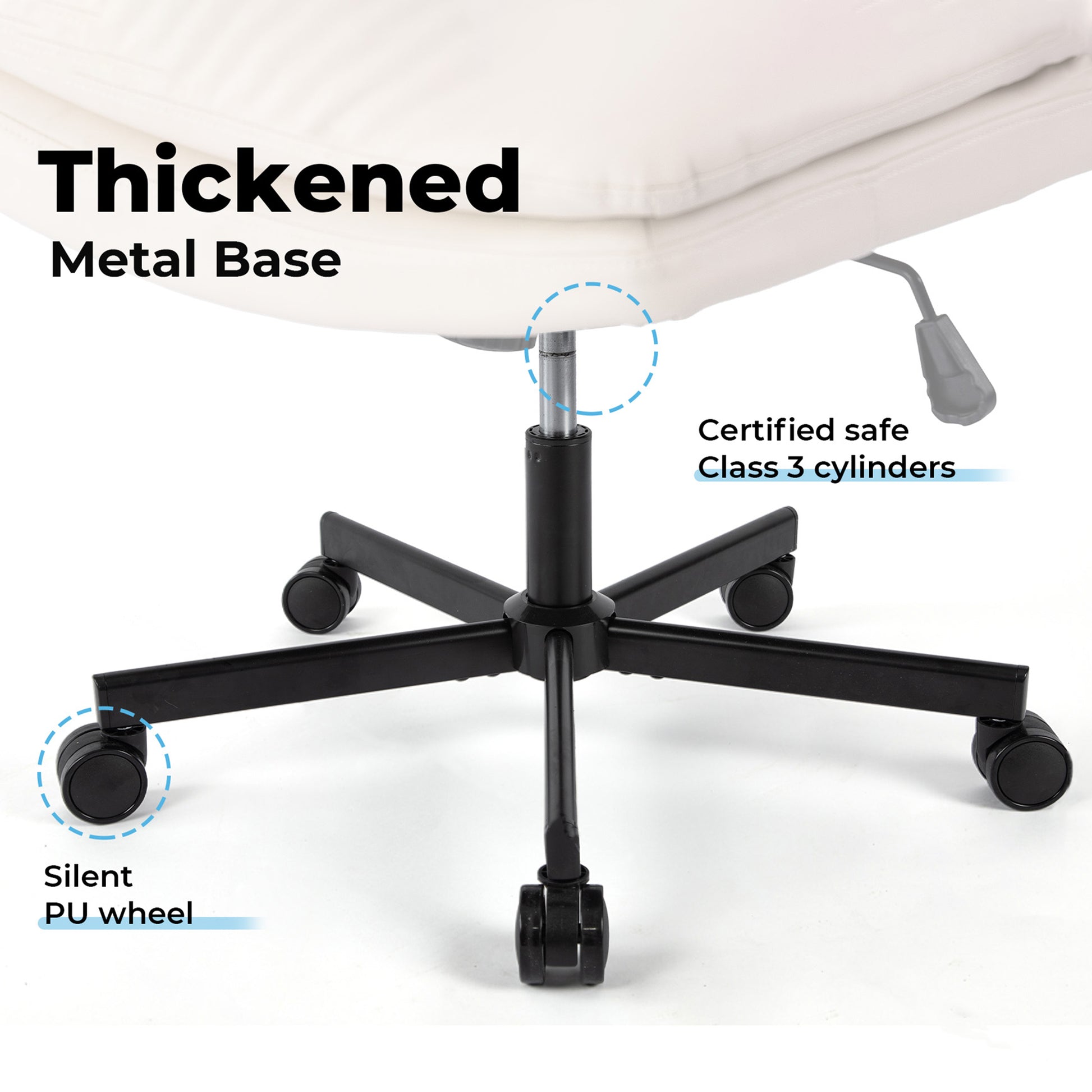 Large Size Swivel Home Office Desk Chair Armless Office Room Chair Caster Wood Beige Primary Living Space Foam Dry Clean American Design,Casual,Contemporary,Minimalist,Modern Handle Office Chairs Solid Back Foam Adjustable Height Leather