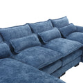 United We Win Modern Large Chenille Fabric U Shape Sectional Sofa Navy Chenille