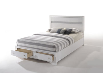 Naima White Finish Queen Bed W Storage White Synthetic Wood