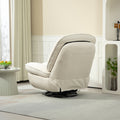 360 Swivel Recliner Adjustable Chair Chenille Glider Swivel Reclining Sofa Chair With Black Metal Round Base Beige Beige Foam Upholstered