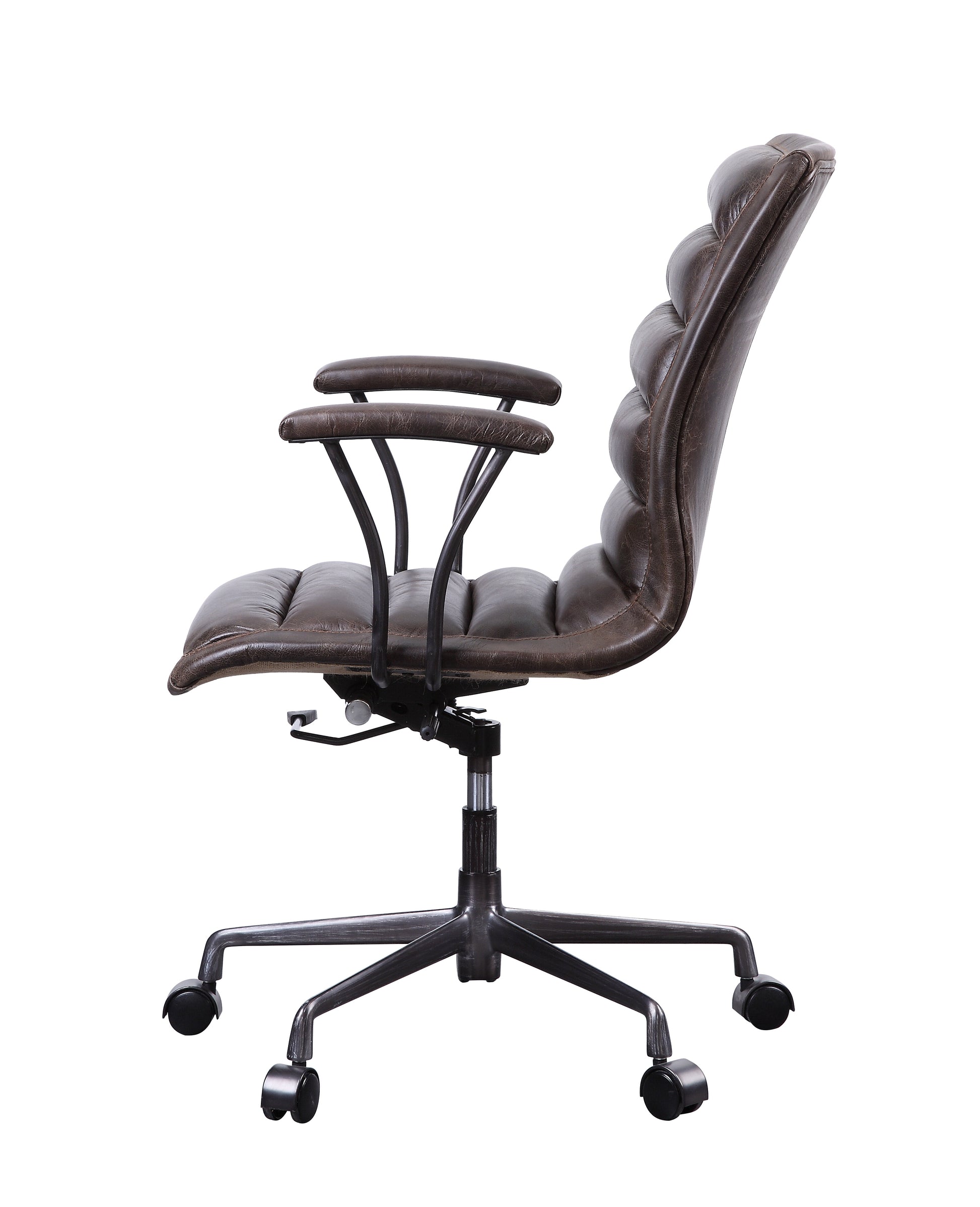 Distress Chocolate Swivel Office Chair With Casters Caster Solid Chocolate Office Office Chairs Solid Back Swivel Genuine Leather
