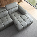 Wall Hugger Reclining Sofa Modern Electric Control Genuine Leather L Shaped Couch,Lounge Seat Theater Seating Furniture With Usb Port, Sofa With Headrest & Footrest For Living Room,Apartment,Office Dark Grey Genuine Leather 3 Seat