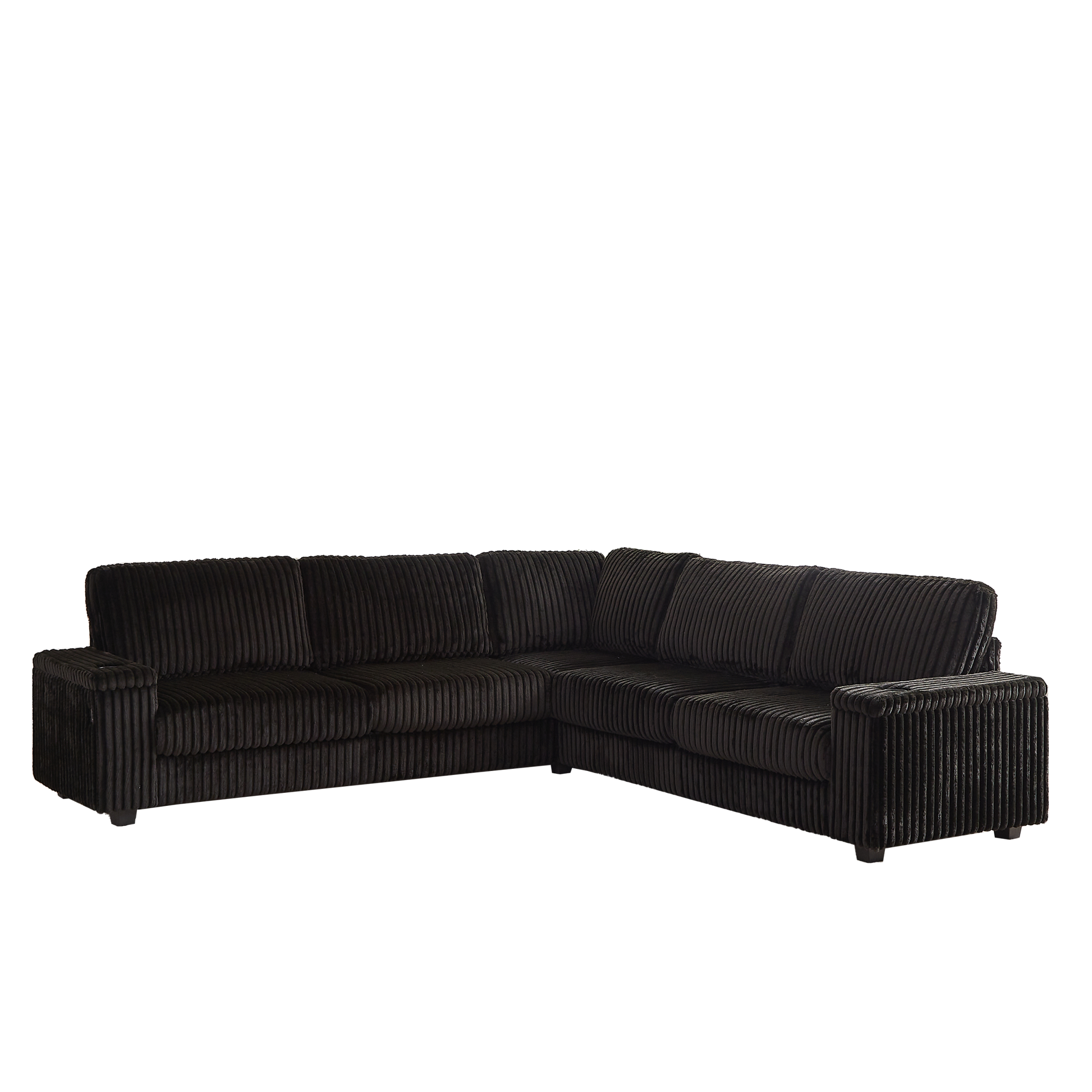 110 Inch Oversized Corduroy Corner Sofa,L Shaped Corner Couch With Two Storage Spaces,Usb Port & T Pyce Port And Cup Holderdeep Seat Comfy Upholstered Couches For Living Room Not Freely Combinable Black Corduroy 5 Seat