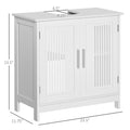Kleankin Modern Under Sink Cabinet With 2 Doors, Pedestal Under Sink Bathroom Cupboard, Bathroom Vanity Cabinet With Adjustable Shelves, White White Mdf Metal