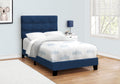 Bed, Twin Size, Upholstered, Bedroom, Frame Only, Youth, Teen, Juvenile, Blue Velvet, Transitional Navy Blue Foam Velvet