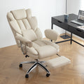 Office Chair, Big And Tall Executive Office Chair With Footrest, Leather Computer Chair, Ergonomic Reclining Chair High Back With Lumbar Support, Large Home Office Chair Beige Beige Pu Leather