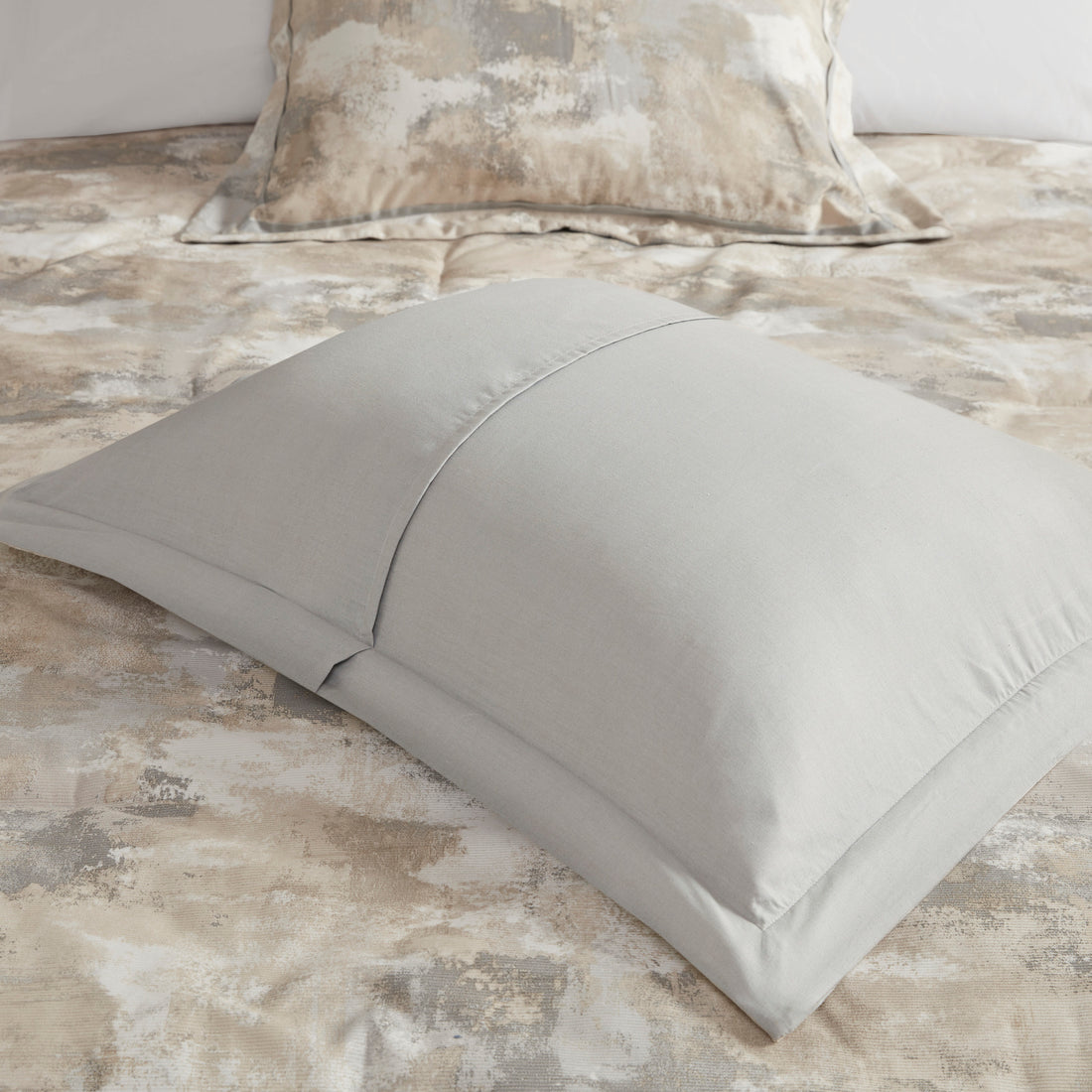 7 Piece Textured Cotton Blend Comforter Set Gray Queen Queen Multicolor Polyester