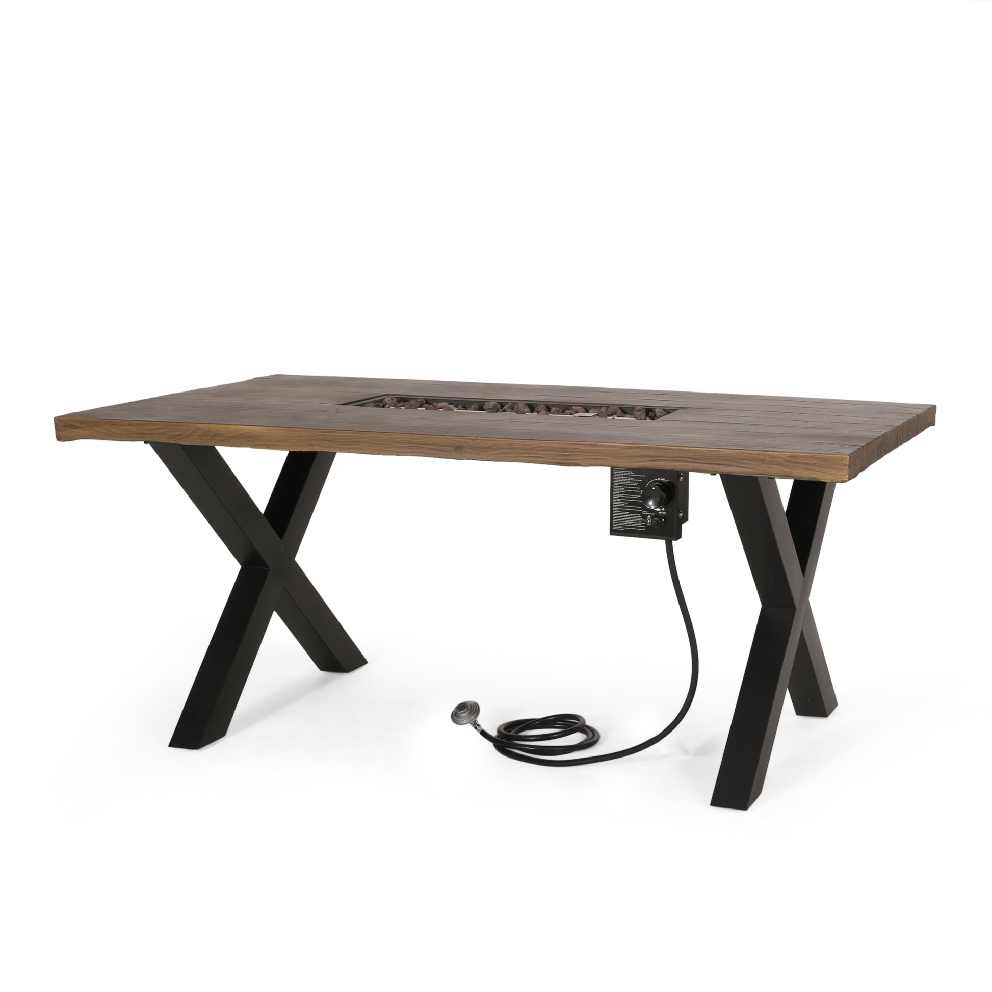 Brody Dining Fire Table Top 40,000Btu Tank Outside Brown Magnesium Oxide
