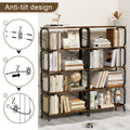 5 Tier Large Book Shelf, Bookcase Home Office Open Bookshelf,Shelves For Living Room, Office Shelf,Vintage Industrial Style Bookshelf With Metal Frame,Rustic Brown Black Primary Living Space