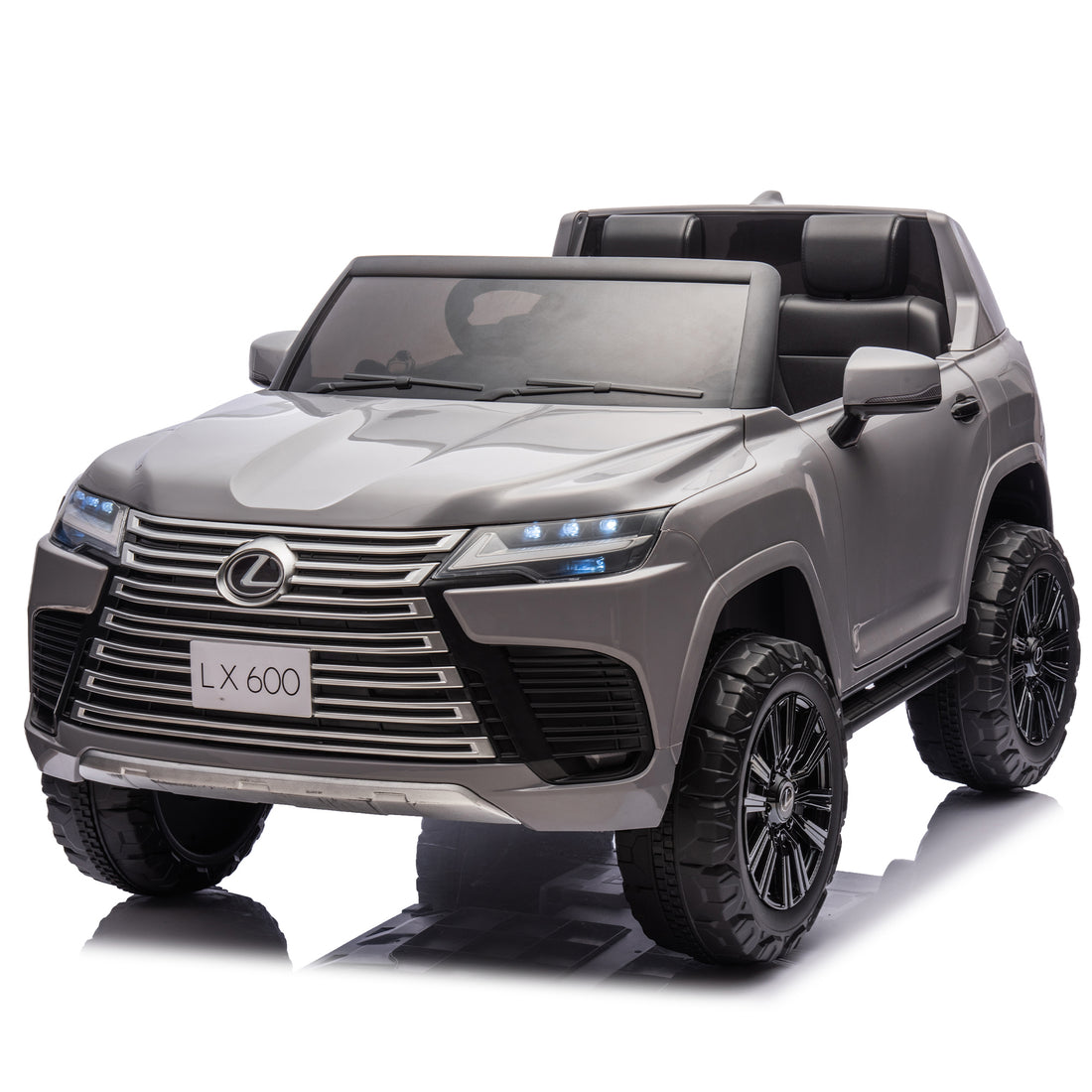 Licensed Lexus Lx600 24V Two Seater Kids Ride On Car W Parents Control,Seat Width 20 Inches,2Wd,Four Wheel Suspension,Bluetooth,Mp3,Music,Adjustable Volume,Power Display,Speeds 1.86 3.11Mph For Kids. Gray Polypropylene
