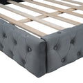 Queen Size Velvet Upholstered Platform Bed, With Luxurious Diamond Grid Headboard,Gray Queen Gray Plywood