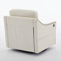 Cream White Fabric Swivel Rotating Accent Chair With Usb And Magazine Book For Living Room And Hotel Bed Room Cream White White Primary Living Space American Design,Classic,Modern Pine Foam Wood Fabric