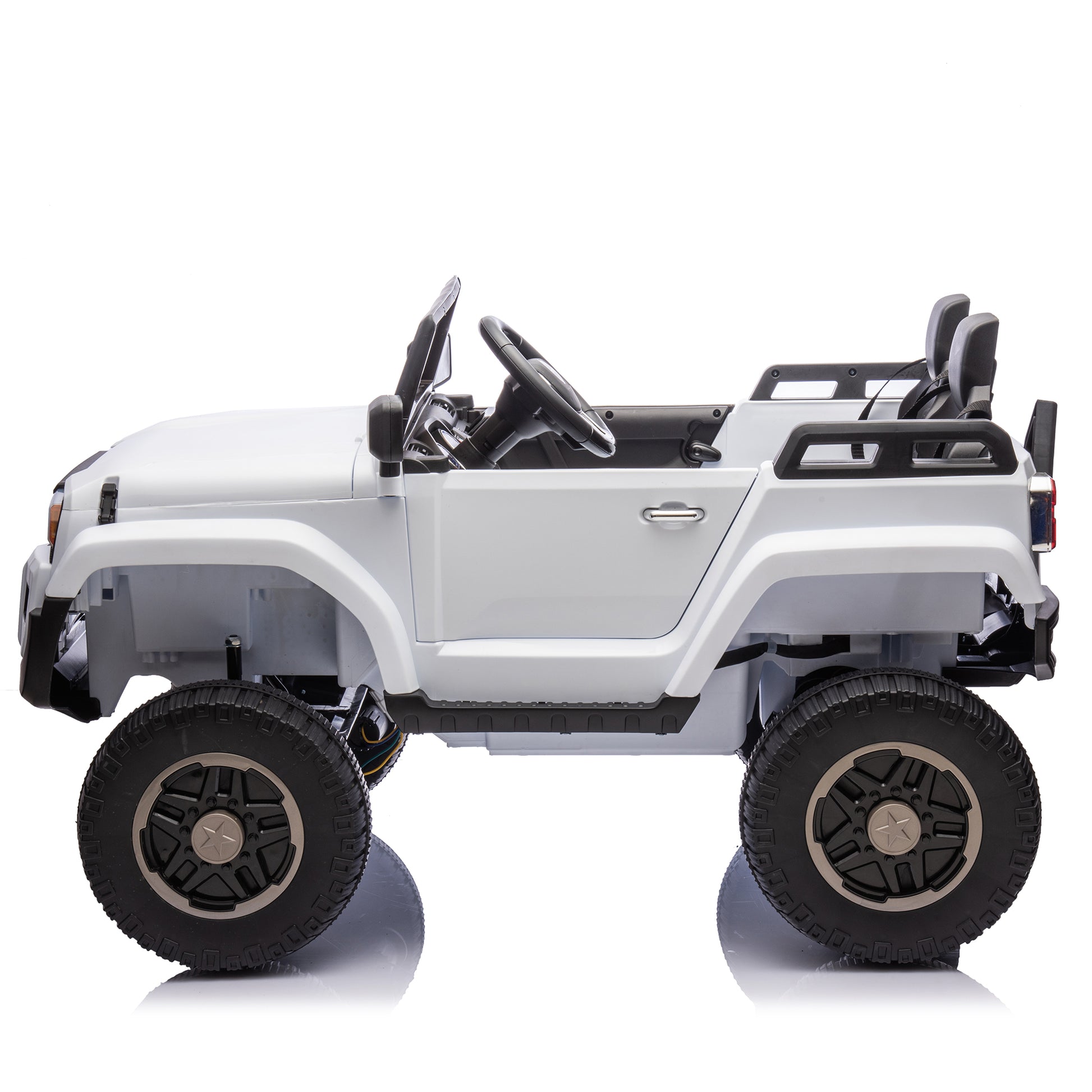 24V Two Seater Kids Ride On Car W Parents Remote Control, Licensed Toyota Lc250,2Wd,110W Motors,With Shovel,Three Point Seat Belt,Slow Start,Speed Adjustment,Bluetooth,Music For Kids Aged 3 . White 100 149 Lbs Polypropylene