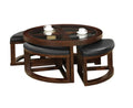 Dark Walnut Coffee Table Glass Insert Top Ottoman Included Table Set Living Room Furniture Walnut Brown Primary Living Space Classic,Contemporary,Luxury,Traditional Coffee & End Tables Solid Wood