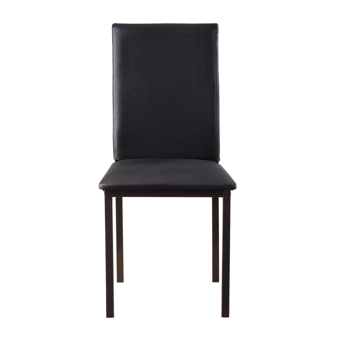 Set Of 4 Dining Chairs Black Faux Leather Upholstery Casual Dining Room Furniture Metal Frame Black Dining Room Side Chair Metal