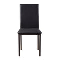 Set Of 4 Dining Chairs Black Faux Leather Upholstery Casual Dining Room Furniture Metal Frame Black Dining Room Side Chair Metal