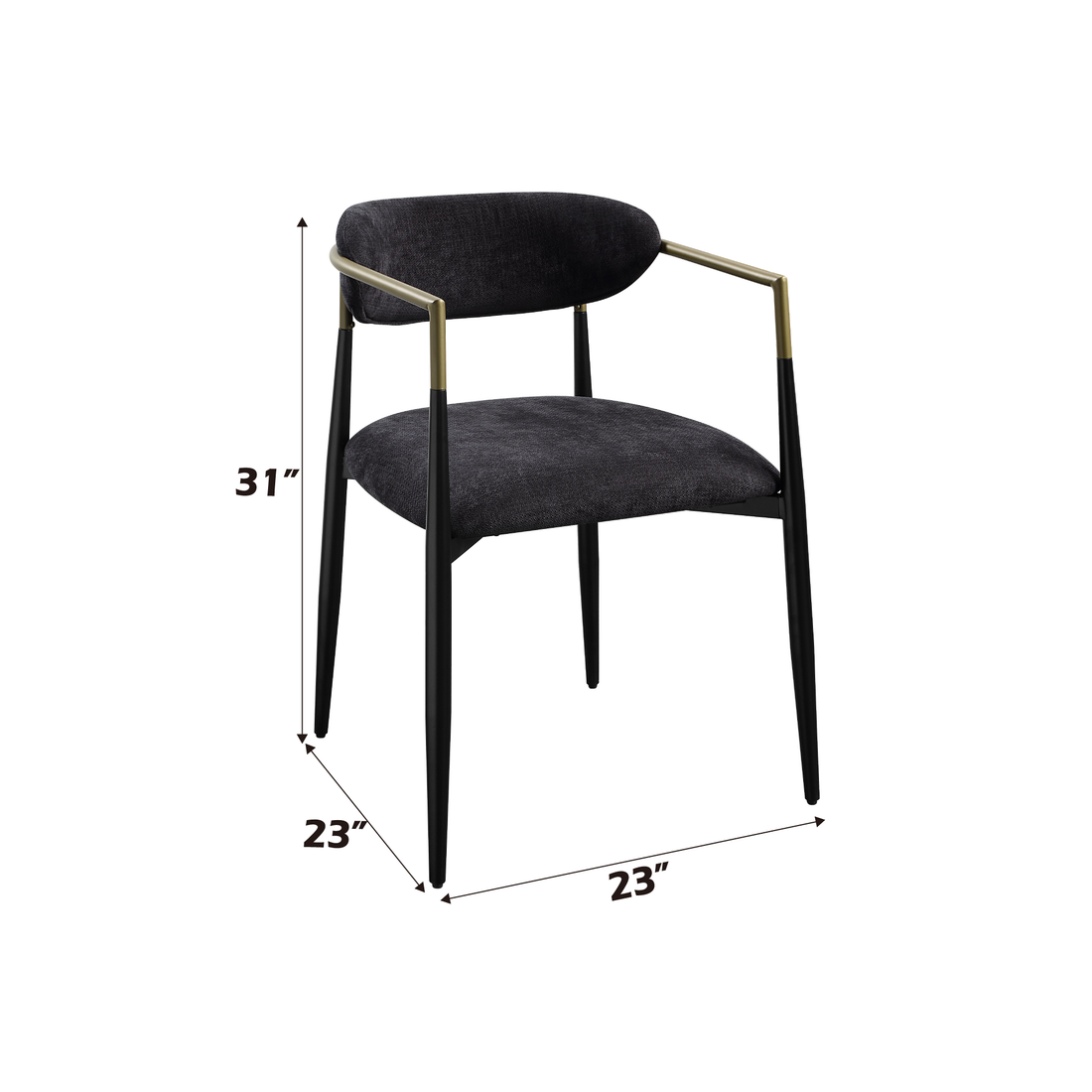 Jaramillo Black Chenille & Black Finish Side Chair Set Of 2 Black Chenille