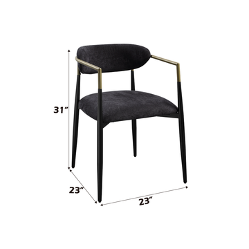 Jaramillo Black Chenille & Black Finish Side Chair Set Of 2 Black Chenille